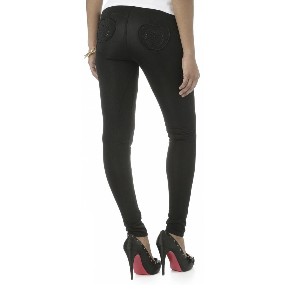 Apple Bottoms Y2K jet black slinky ottoman riding leggings/pants NWT NEW XS 1/2